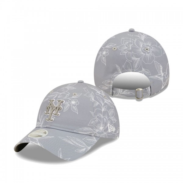 Women's New York Mets New Era Gray Botanic 9TWENTY Adjustable Hat
