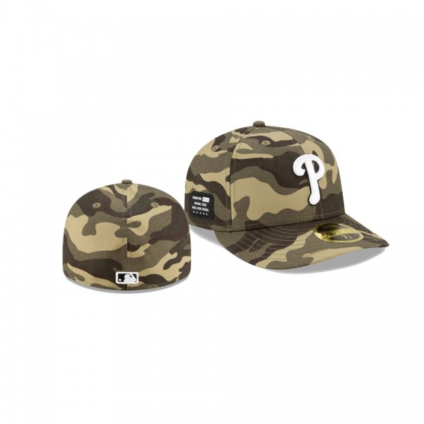 Men's Philadelphia Phillies 2021 Armed Forces Day Camo On-Field Low Profile 59FIFTY Fitted Hat