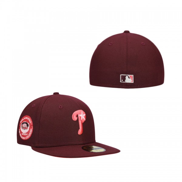 Philadelphia Phillies New Era Color Fam Lava Red Undervisor 59FIFTY Fitted Hat Maroon