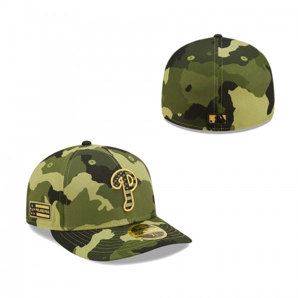 Men's Philadelphia Phillies New Era Camo 2022 Armed Forces Day On-Field Low Profile 59FIFTY Hat