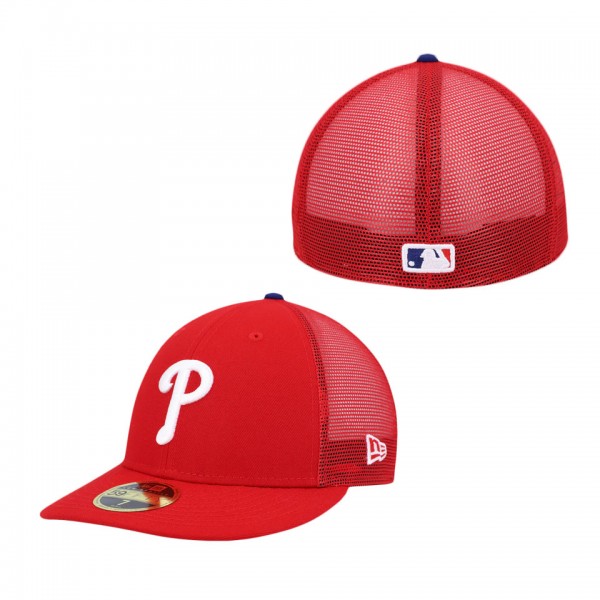 Philadelphia Phillies Red Authentic Collection Mesh Back Low Profile 59FIFTY Fitted Hat