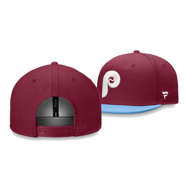 Philadelphia Phillies Cooperstown Collection Burgundy Light Blue Core Snapback Hat