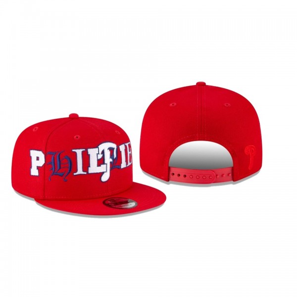 Men's Philadelphia Phillies Mixed Font Red 9FIFTY Snapback Hat