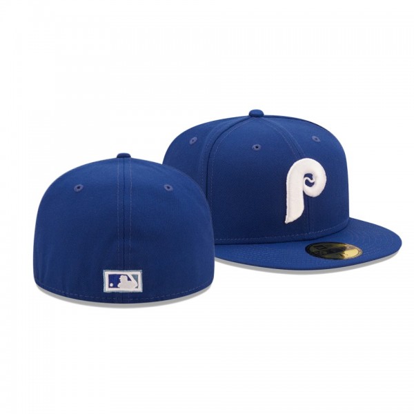Philadelphia Phillies 100 Seasons Sky Royal Blue Undervisor 59FIFTY Fitted Hat