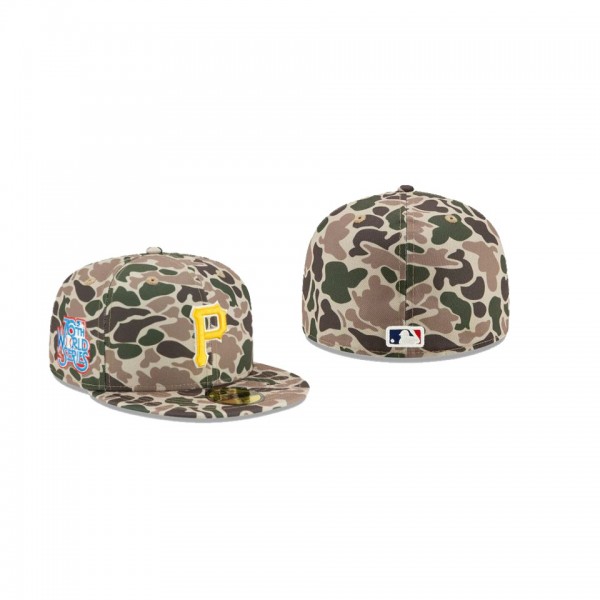 Men's Pittsburgh Pirates # Duck Camo 59FIFTY Fitted Hat Green