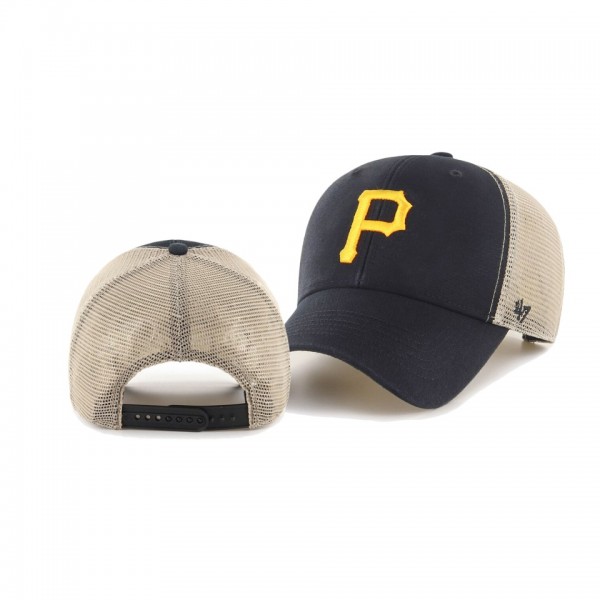 Pittsburgh Pirates Flagship Washed MVP Black Natural Trucker Snapback Hat