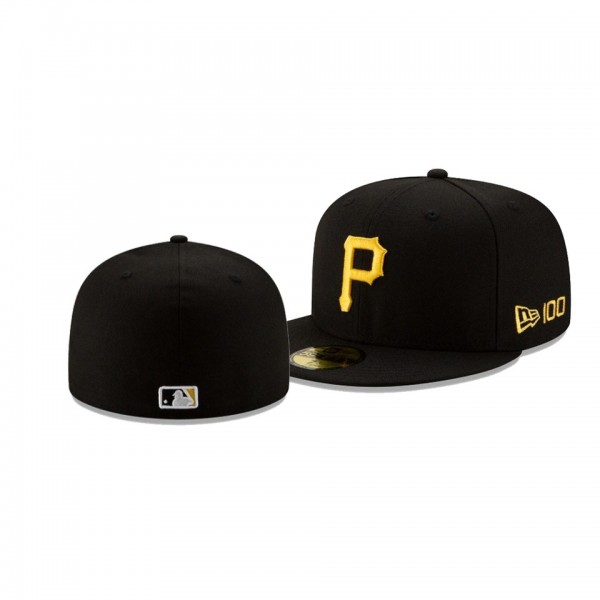 Men's Pittsburgh Pirates New Era 100th Anniversary Black Team Color 59FIFTY Fitted Hat