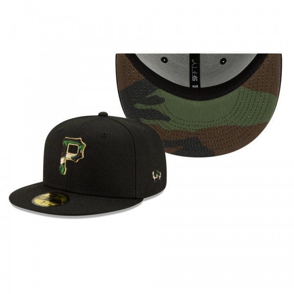 Men's Pirates Pop Camo Undervisor Black 59FIFTY Fitted Hat