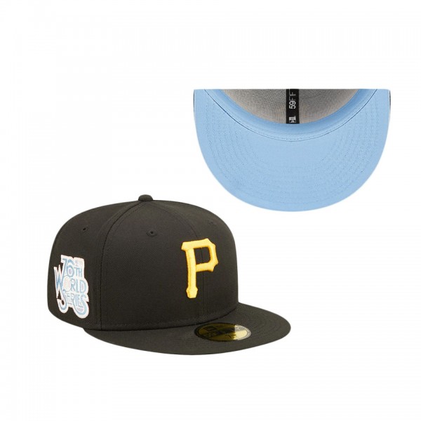 Pittsburgh Pirates Black Pop Sweatband Undervisor 76th MLB World Series Cooperstown Collection 59FIFTY Fitted Hat