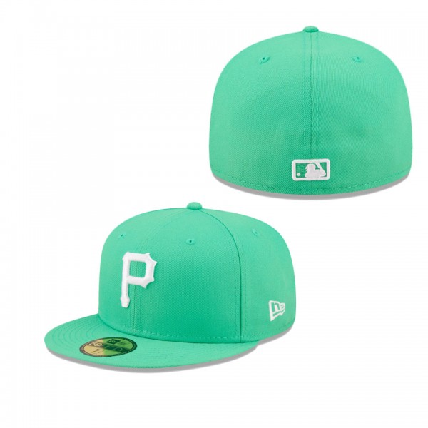 Pittsburgh Pirates Island Green Logo White 59FIFTY Fitted Hat