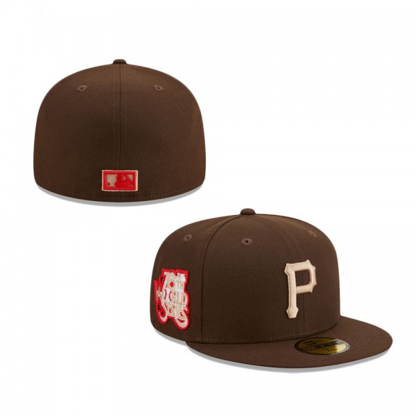Pittsburgh Pirates 1979 World Series Team Scarlet Undervisor 59FIFTY Fitted Hat Brown