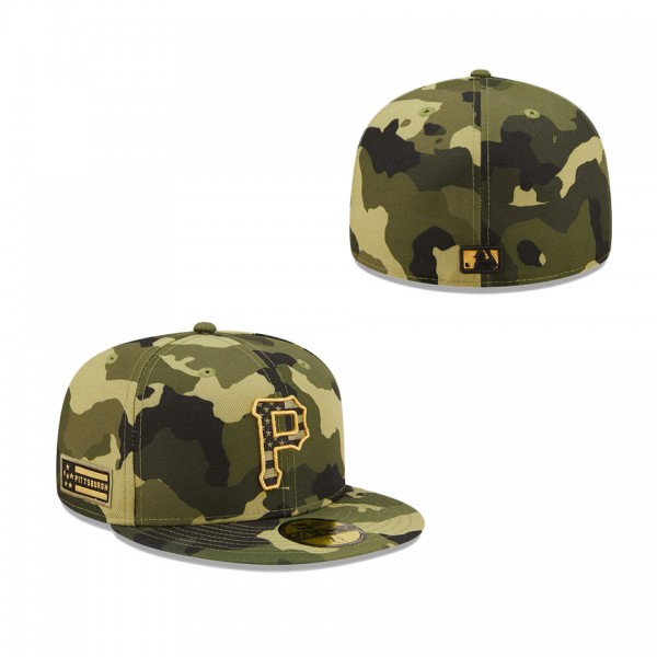 Men's Pittsburgh Pirates New Era Camo 2022 Armed Forces Day On-Field 59FIFTY Fitted Hat