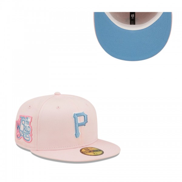 Men's Pittsburgh Pirates Pink Sky Blue 76th World Series Undervisor 59FIFTY Fitted Hat