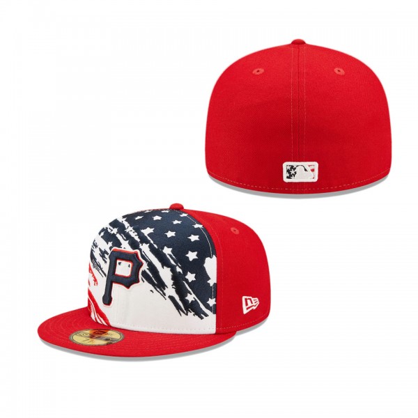Pittsburgh Pirates Red 2022 4th Of July Stars Stripes On-Field 59FIFTY Fitted Hat