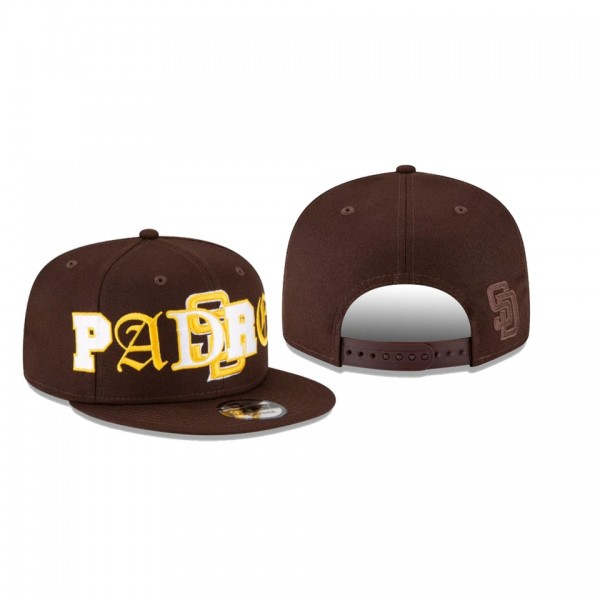 Men's San Diego Padres Mixed Font Brown 9FIFTY Snapback Hat