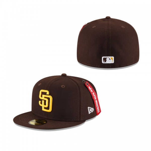 San Diego Padres New Era X Alpha Industries 59FIFTY Fitted Hat Brown