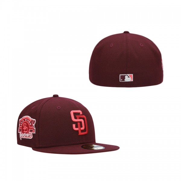 San Diego Padres New Era Color Fam Lava Red Undervisor 59FIFTY Fitted Hat Maroon