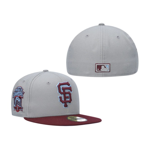 Giants 2012 World Series Blue Undervisor Fitted Hat Gray Maroon