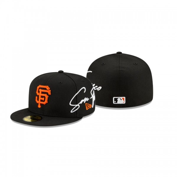 Men's San Francisco Giants Cursive Black 59FIFTY Fitted Hat