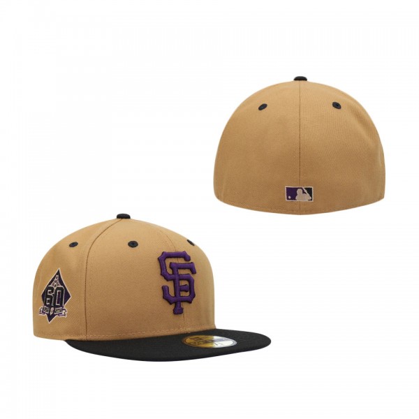 San Francisco Giants New Era 60th Anniversary Purple Undervisor 59FIFTY Fitted Hat Tan