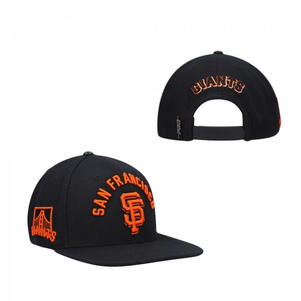 Men's San Francisco Giants Pro Standard Black Stacked Logo Snapback Hat