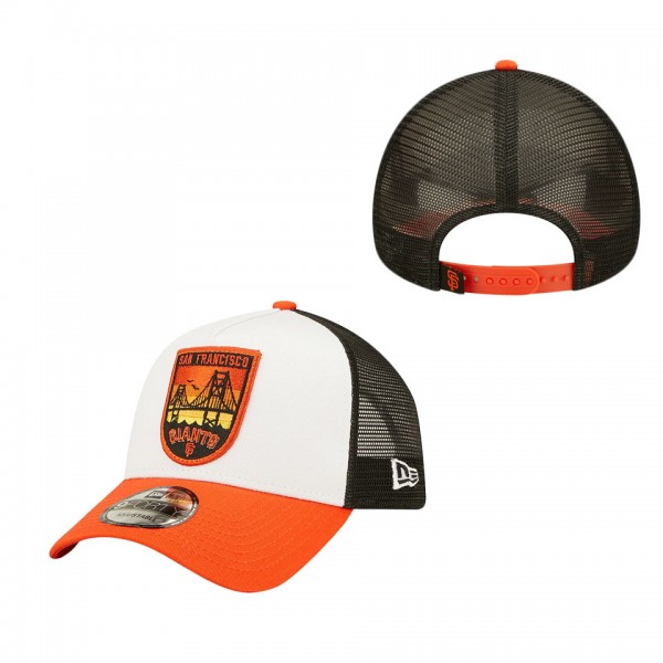 Youth San Francisco Giants Orange Black White Fresh 9FORTY Trucker Snapback Hat