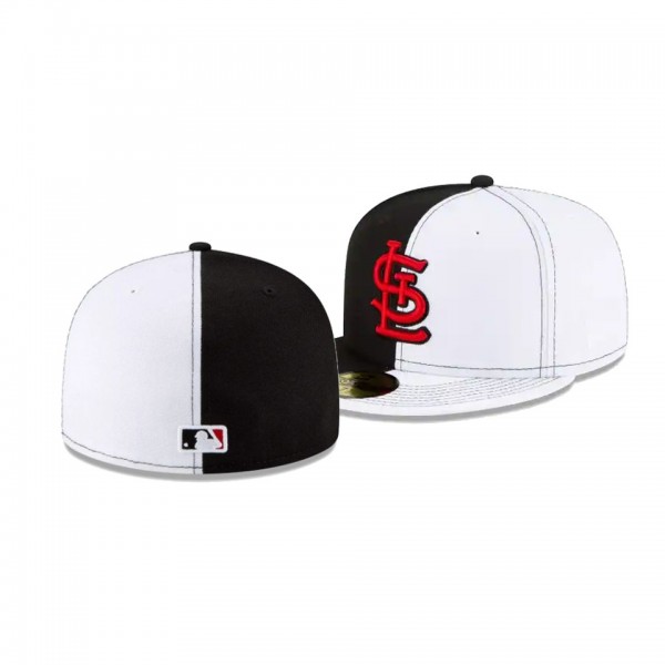 Men's St. Louis Cardinals New Era 100th Anniversary White Black Split Crown 59FIFTY Fitted Hat