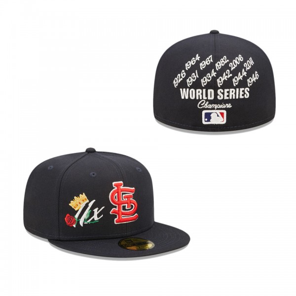 St. Louis Cardinals Navy 11x World Series Champions Crown 59FIFTY Fitted Hat