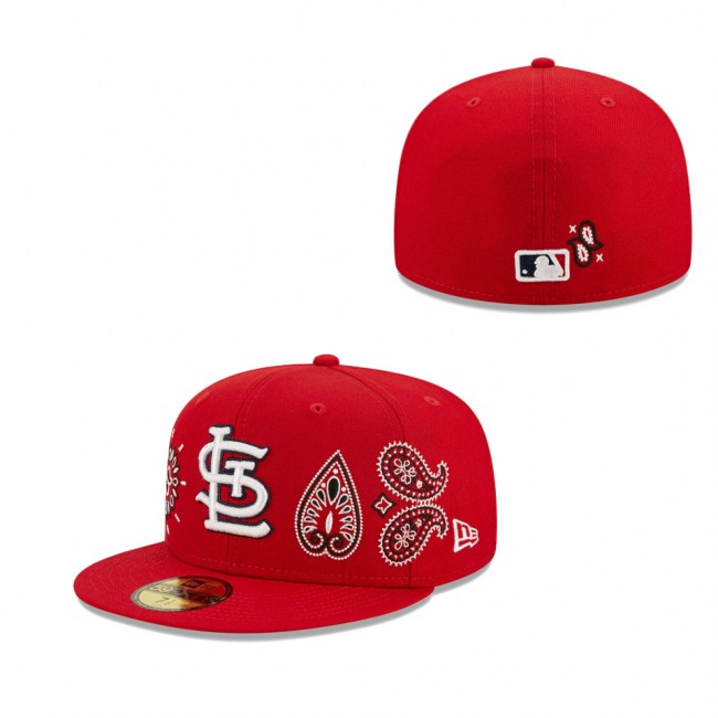 Men's St. Louis Cardinals New Era Red Paisley Elements 59FIFTY Fitted Hat