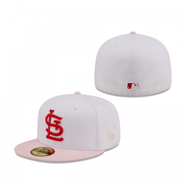 St. Louis Cardinals New Era Scarlet Undervisor 59FIFTY Fitted Hat White Pink