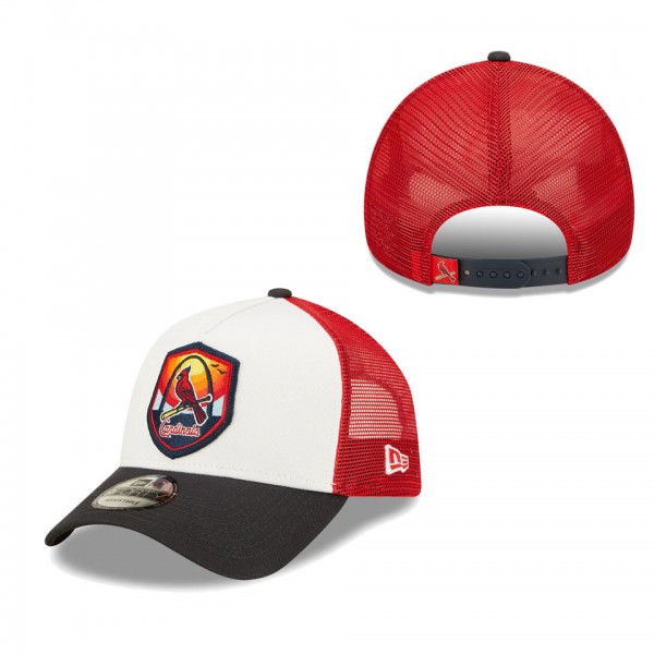 Men's St. Louis Cardinals White Black Fresh A-Frame 9FORTY Trucker Snapback Hat