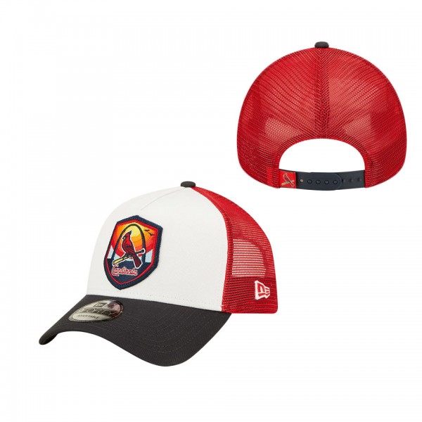 Youth St. Louis Cardinals Black Red White Fresh 9FORTY Trucker Snapback Hat
