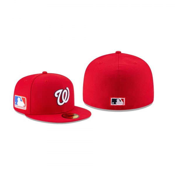 Men's Washington Nationals 100th Anniversary Patch Red 59FIFTY Fitted Hat