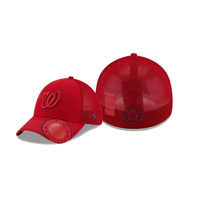 Men's Washington Nationals Pop Visor Red Mesh Back 39THIRTY Flex Hat