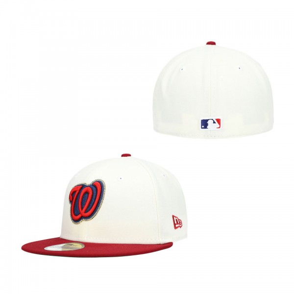 Men's Washington Nationals Cream Red Social Status X MLB 59FIFTY Fitted Hat