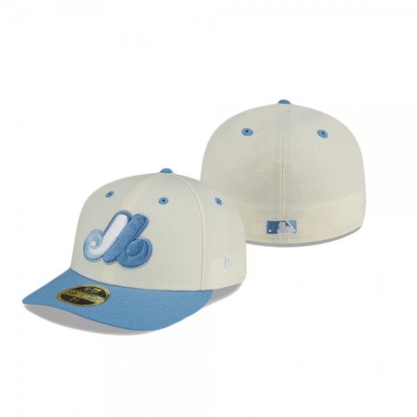 Montreal Expos White Chrome Sky Low Profile Fitted Hat