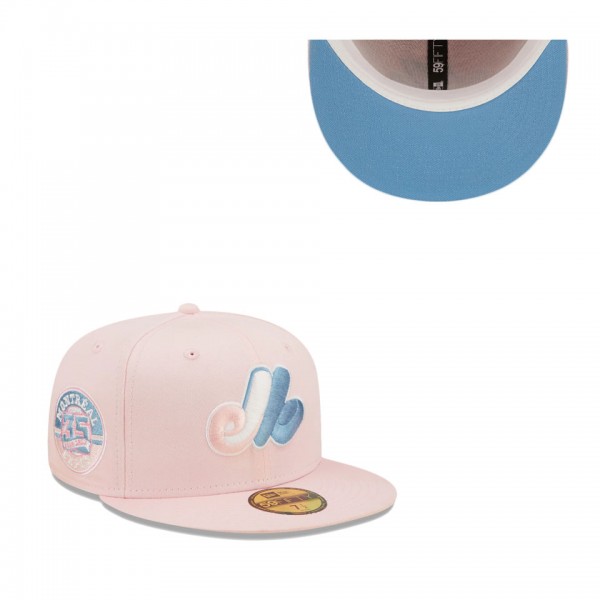 Men's Montreal Expos Pink Sky Blue 35th Anniversary Cooperstown Collection Undervisor 59FIFTY Fitted Hat