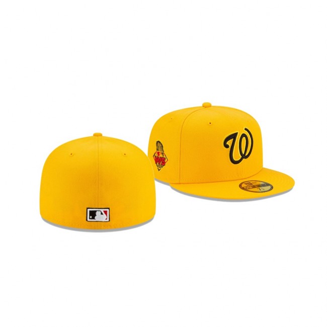 Men's Washington Nationals Red Under Visor Gold 59FIFTY Fitted Hat