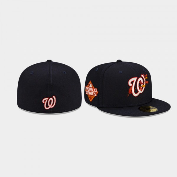 Washington Nationals Leafy Front Navy 59FIFTY Fitted Hat
