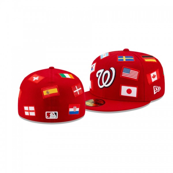 Washington Nationals All Over Flag Red 59FIFTY Fitted Hat