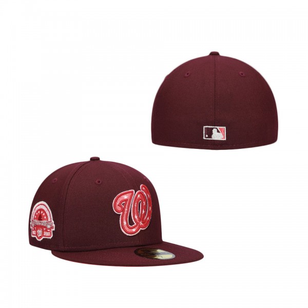 Washington Nationals New Era Color Fam Lava Red Undervisor 59FIFTY Fitted Hat Maroon