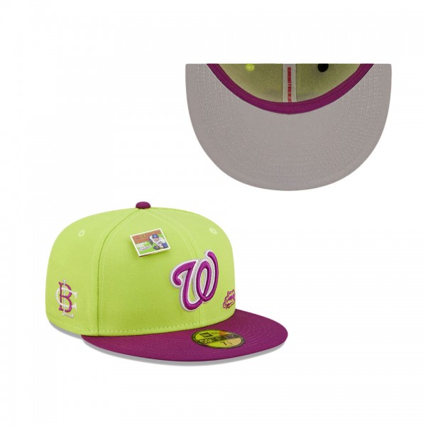 Men's Washington Nationals New Era Green Purple MLB X Big League Chew Swingin' Sour Apple Flavor Pack 59FIFTY Fitted Hat
