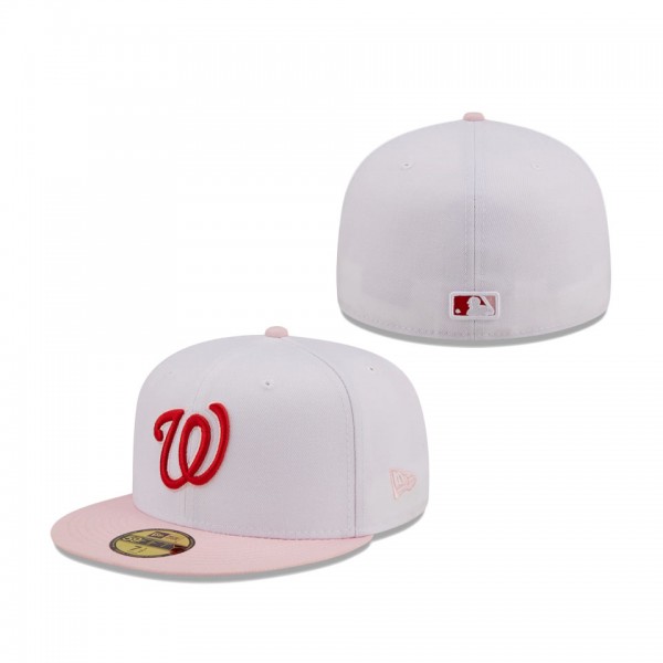 Washington Nationals New Era Scarlet Undervisor 59FIFTY Fitted Hat White Pink