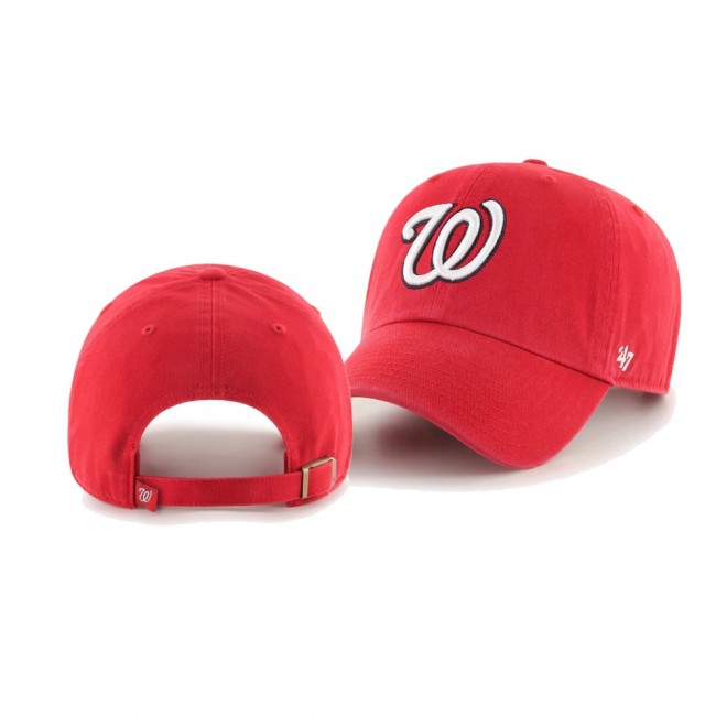 Youth Washington Nationals Team Logo Red Clean Up Adjustable Hat