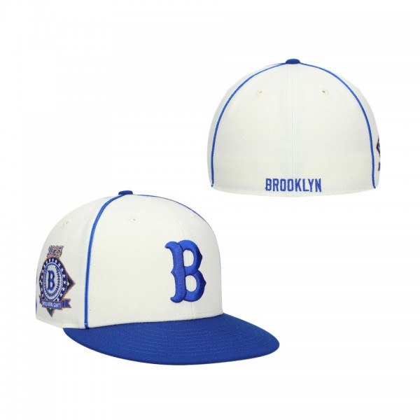 Men's Brooklyn Royal Giants Rings & Crwns Cream Royal Team Fitted Hat