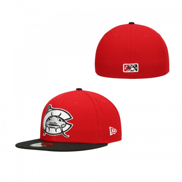 Men's Carolina Mudcats New Era Red Authentic Collection Road 59FIFTY Fitted Hat