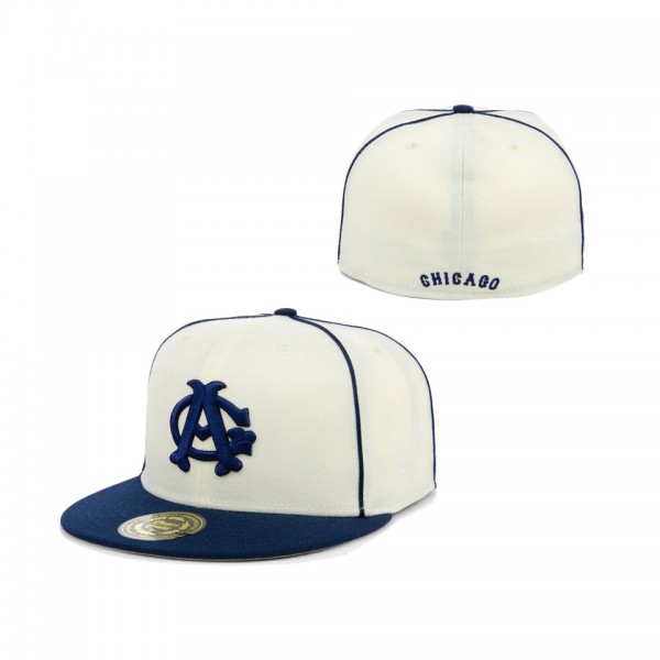 Men's Chicago American Giants Rings & Crwns Cream Navy Team Fitted Hat