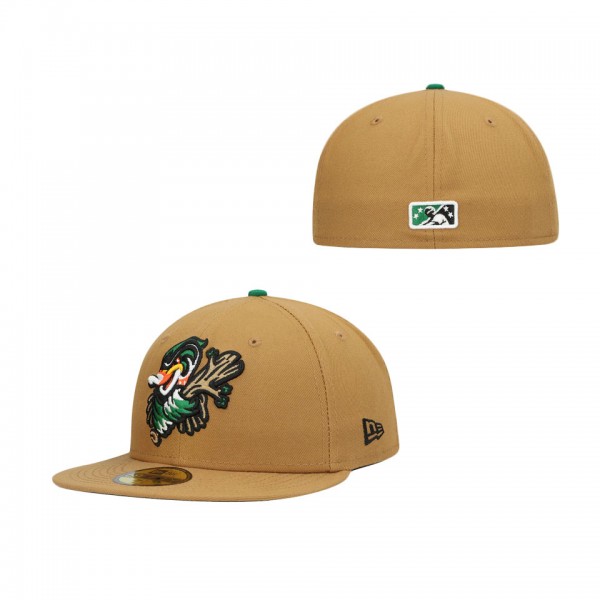 Men's Down East Wood Ducks New Era Natural Authentic Collection Team Alternate 59FIFTY Fitted Hat