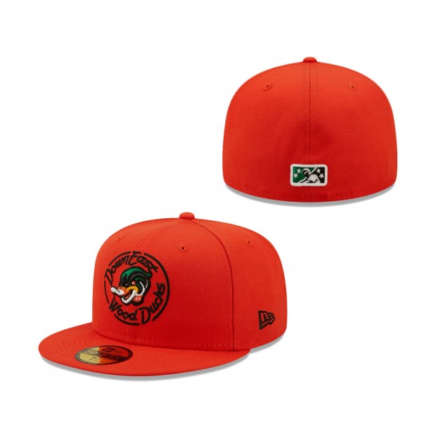 Men's Down East Wood Ducks New Era Orange Authentic Collection 59FIFTY Fitted Hat