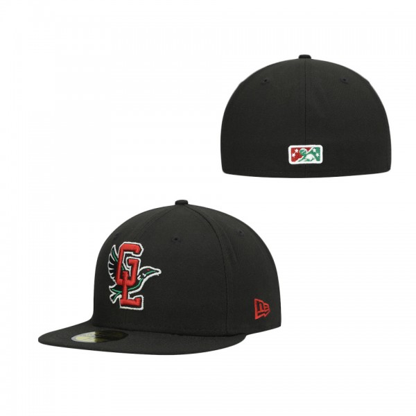 Men's Great Lakes Loons New Era Black Authentic Collection Road 59FIFTY Fitted Hat